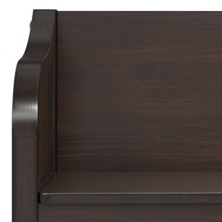 Sunvega Handcrafted Solid Wood Storage Bench with Dark Chestnut Brown Stain