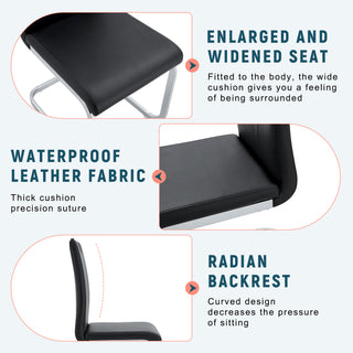 Sunvega Set of 4 Modern PU Material Bow-Shaped Chairs with Non-Slip Pads and Ergonomic Backrest