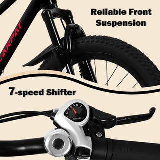 Sunvega 20 Inch 7-Speed Mountain Bike for Boys and Girls Ages 6-12 with Front Suspension