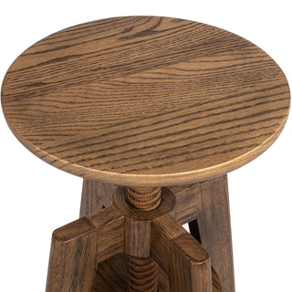 Sunvega Minimalist Oak Wood Adjustable Bar Counter Stool with Ergonomic Footrest