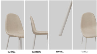 Sunvega Modern Linen Padded Dining Chairs with Sturdy White Metal Legs