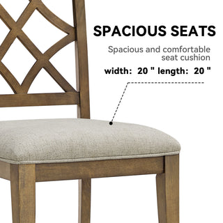 Sunvega Solid Rubber Wood Frame Upholstered Dining Chairs Set of 2 with Spacious Cushion
