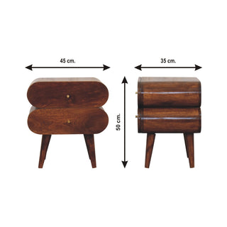 Sunvega Solid Mango Wood Nightstand with 2 Spacious Drawers and Nordic Legs