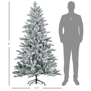 Sunvega Pencil Artificial Xmas Tree with Faux Snow Flocked Full Branch Tips Flame-retardant