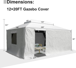 Sunvega Universal Winter Gazebo Cover with Sidewalls and Mesh Windows Waterproof