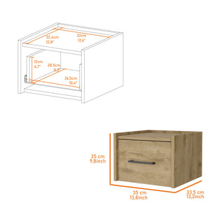 Sunvega Wall-Mounted Nightstand with Sleek Single Drawer and Spacious Top Shelf