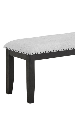 Sunvega Transitional Upholstered Dining Bench with Nailhead Tufted Seat and Black Legs