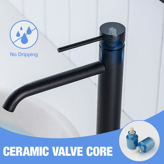 Sunvega Brushed Nickel Single Hole Waterfall Bathroom Sink Faucet with Single Handle