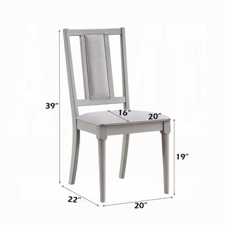 Sunvega Light Gray Finish Modern Wooden Upholstered Dining Chairs Set of 2