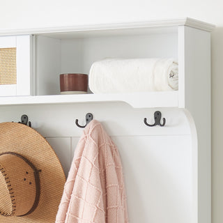 Sunvega Hall Tree Storage Bench with Rattan Door and Shoe Rack for Entryway