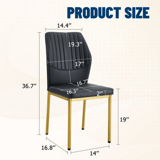 Sunvega High Resilience PU Dining Chair Set of 4 with Silver Metal Legs and Vertical Stripe Back