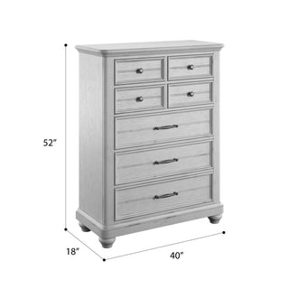 Sunvega Coastal Style Oyster Shell Gray 7-Drawer Chest with Easy Assembly