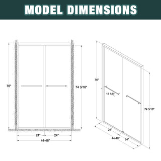 Sunvega 56-60"x58" Adjustable Aluminum Frame Double Sliding Bathtub Screen