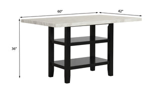 Sunvega Modern Elegant Faux Marble Top Black Base Pub Height Dining Table