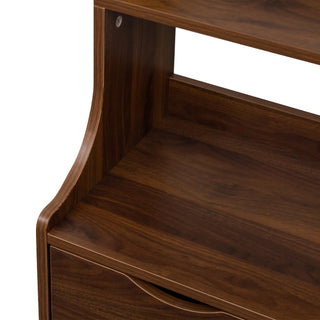 Sunvega Bedroom Nightstand with 2 Drawers and 4-Tier Open Shelving for Storage