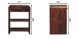 Sunvega Solid Mango Wood Bedside Table with Drawer and Open Shelves