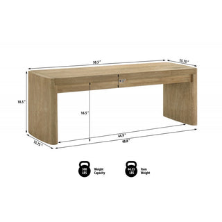 Sunvega Light Brown Oak Finish Wood Dining Bench with Panel Legs for Entryway