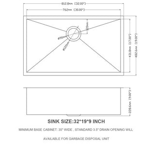 Sunvega 16 Gauge T304 Stainless Steel Undermount Kitchen Sink with Drain Assembly