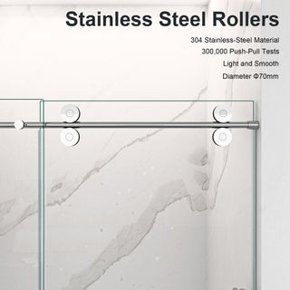 Sunvega Frameless Single Sliding Shower Door with 8mm Tempered Glass and Chrome Finish