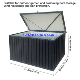 Sunvega Outdoor Metal Storage Box with Wood Texture and Spacious 161-Gallon Capacity
