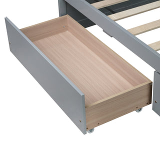 Sunvega Twin Size Bed with 2 Drawers and Wheels for Spacious Storage