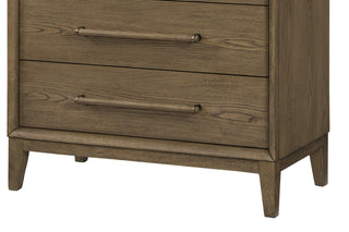 Sunvega Elm Veneer Small Chest in Warm Latte with Five Smooth Drawers