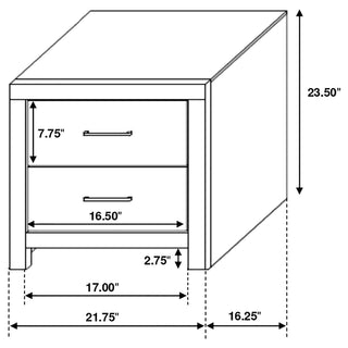 Sunvega Coastal White 2-Drawer Nightstand with Matte Bronze Handles for Bedroom