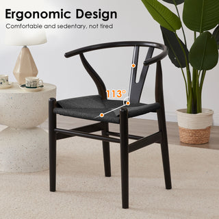 Sunvega Solid Wood Wishbone Dining Chairs Mid Century Modern for Beach House Fully Assembled