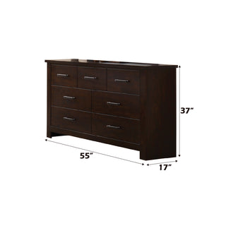 Sunvega Mahogany Finish Dresser with Seven Spacious Drawers and Felt-Lined Top