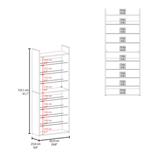 Sunvega Tall Open Shoe Rack with Metal Rails and Multi-Tier Shelves in Wengue