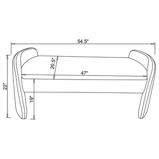 Sunvega Ivory Velvet Upholstered Accent Bench with Foam-Padded Seat and Leveling Legs