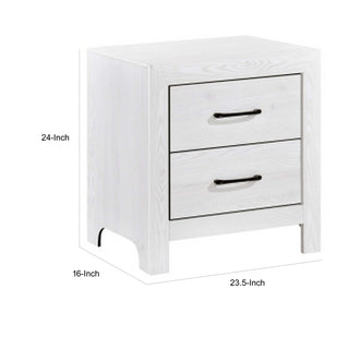 Sunvega 24 Inch Nightstand with 2 Drawers and Black Nickel Handles in White Finish