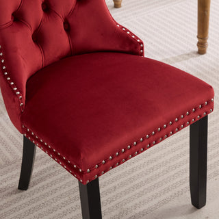 Sunvega High Back Velvet Dining Chairs with Tufted Upholstery and Nailhead Trim