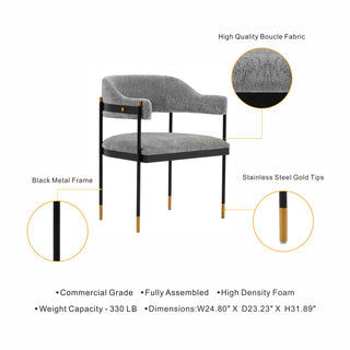 Sunvega Modern Dining Chair with Gold Accents and Luxurious Chenille Upholstery