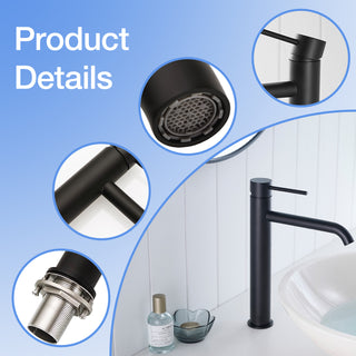 Sunvega Brushed Nickel Single Hole Waterfall Bathroom Sink Faucet with Single Handle