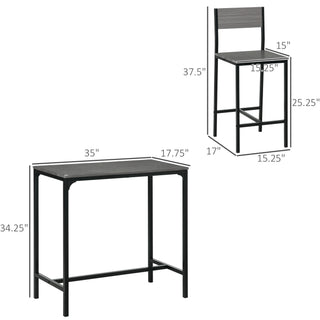 Sunvega Industrial Counter Height Kitchen Table and Two Bar Stools Set for Small Space