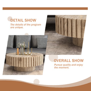 Sunvega Modern Minimalist Round Coffee Table with Natural Wood Texture for Living Room