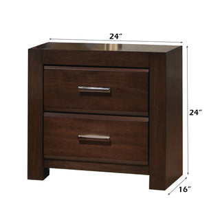 Sunvega Tablita Nightstand with Dark Merlot Finish and 2 Curved Front Drawers