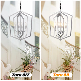 Sunvega 4-Light Matte Black and Gold Modern Industrial Chandelier for Dining Room