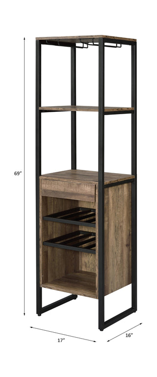 Sunvega Wooden Square Wine Rack with Drawer and 3 Open Compartments