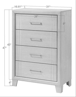 Sunvega Contemporary White Beige Finish Wooden Nightstand with Two Drawers