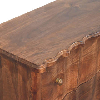 Sunvega Solid Mango Wood Chest with Roasted Almond Finish and Scalloped Edges
