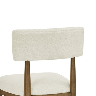 Sunvega Set of 2 Walnut Oak Dining Chairs with Beige Sherpa Fabric and Open Back