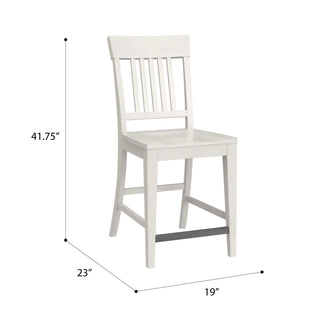 Sunvega Farmhouse Style Weathered White Slat Back Counter Stools Set of 2