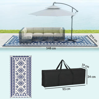 Sunvega Reversible Outdoor Rug with Protective Coating and Strap Stakes for Patio
