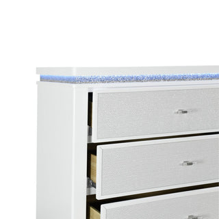 Sunvega White Nightstand with Cooler Bluetooth Speaker and LED Lighting