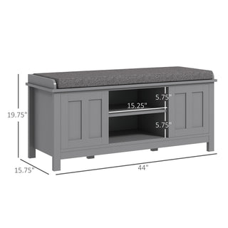 Sunvega Entryway Shoe Rack Bench with Cushion Sliding Doors and Adjustable Shelves