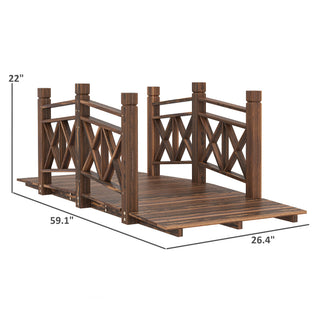 Sunvega Classic Wooden Garden Bridge with Handrails for Backyard Ponds and Streams