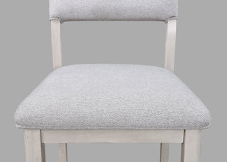 Sunvega White Finish Light Gray Upholstered Counter Height Pub Chairs Set of 2