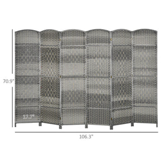Sunvega 6 Panel Folding Privacy Screen with Hand-Woven Style for Home Office